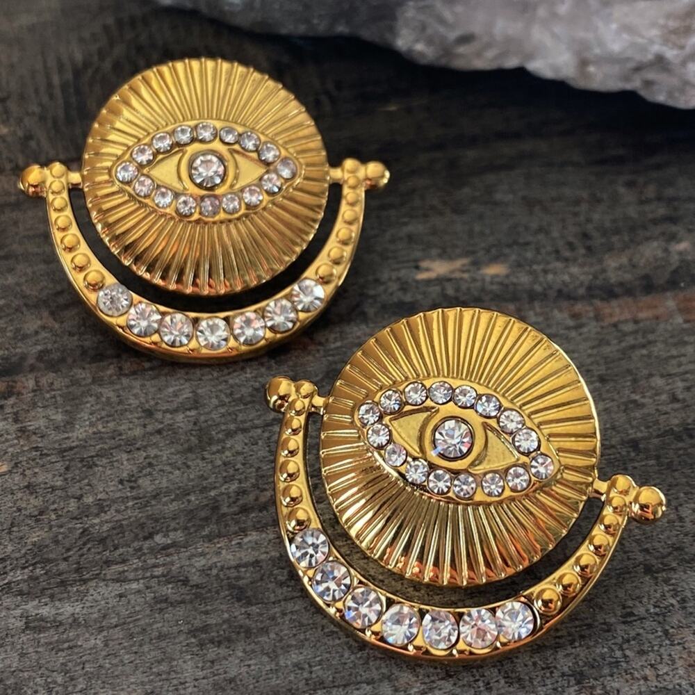 NEW Protection Eye Rhinestone Dangle Earrings - Picture 4 of 9
